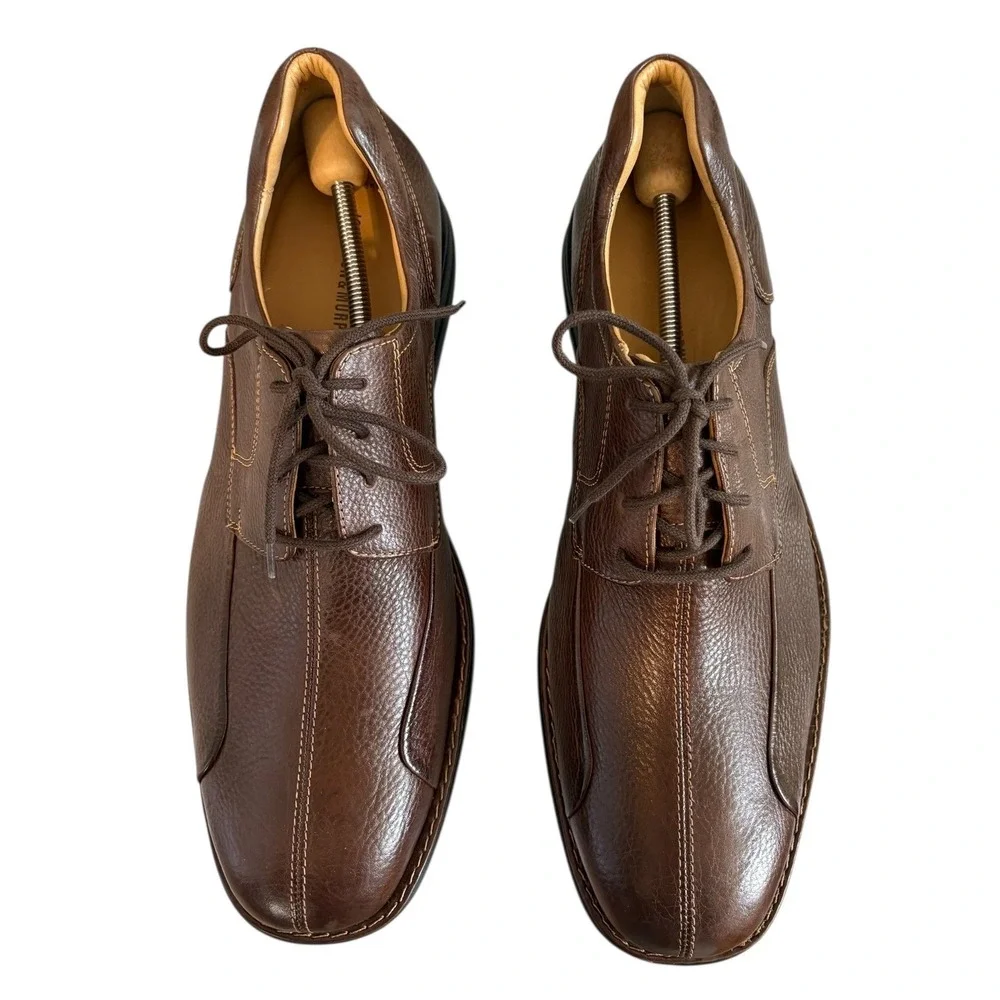 Johnston & Murphy Mens 13 M Brown Pebbled Leather Split Toe‎ Oxfords 20-7223